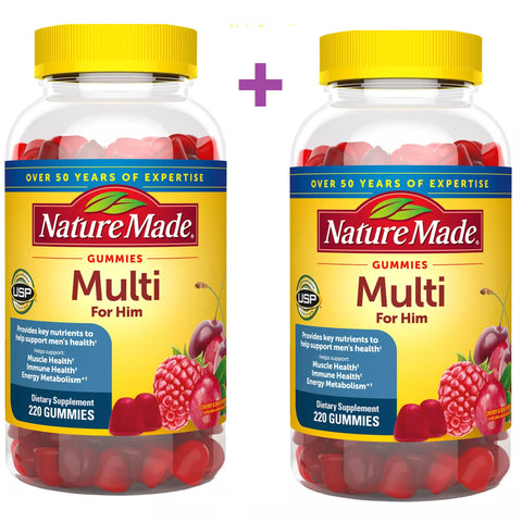 Nature Made Men Multivitamin for Him, 2 Pack 220 Gummies Each | nutrients to support men's health | muscle, immune health and energy metabolism support