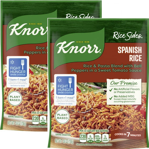 Pack of 2 Knorr Rice Sides Spanish Rice, Cooks in 7 Minutes, No Artificial Flavors, No Preservatives, No Added MSG 5.6 Oz