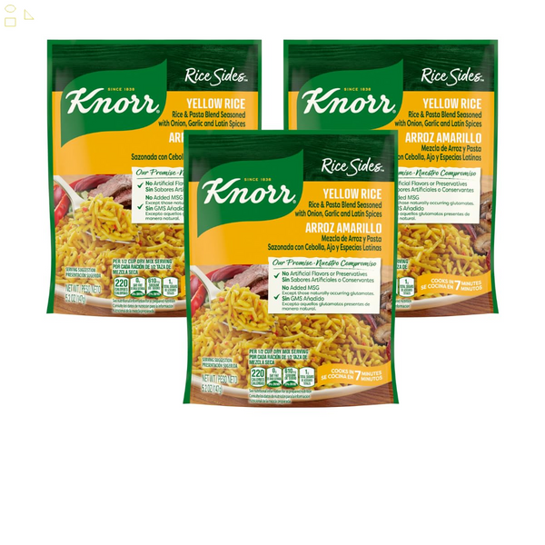 Knorr Rice Sides for a Tasty Rice Side Dish Yellow Rice with Long Grain Rice No Artificial Flavors, No Preservatives, No Added MSG - Pack of 3