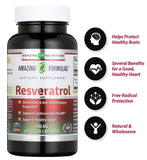 Resveratrol Capsules Anti-Aging Antioxidants, Brain Support, Radiant Skin Made in USA 100 Mg 60 Veggie Capsules
