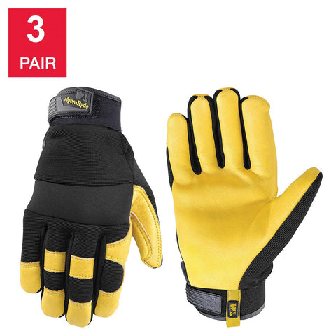 Wells Lamont Men's Hydrahyde Leather Work Gloves (3 Pairs) X-Large