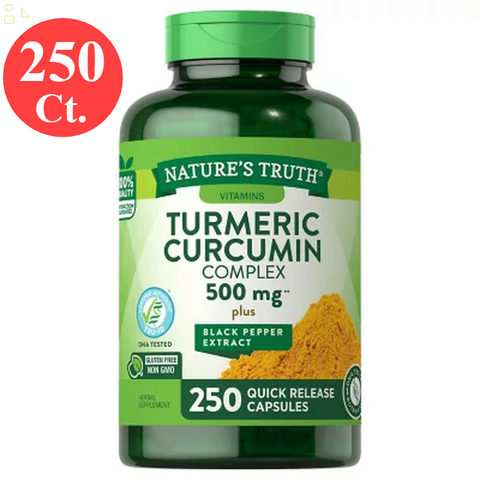 (250 ct.) Nature's Truth Turmeric Curcumin Complex 500Mg, With Black Pepper Extract 250 Quick Release Capsule | Antioxidant Support