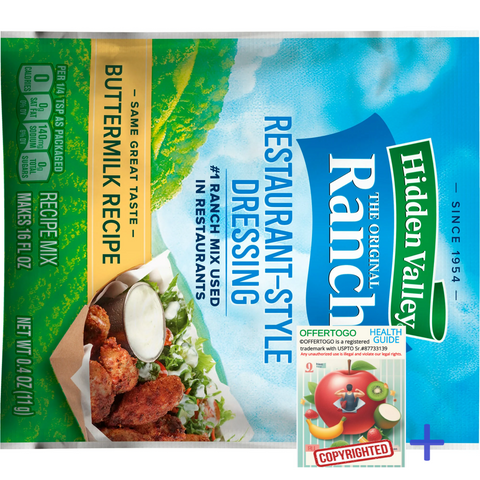 Hidden Valley Gluten Free Buttermilk Ranch Salad Dressing and Seasoning Mix, 0.4 oz | Bundle with OFFERTOGO Health Guide