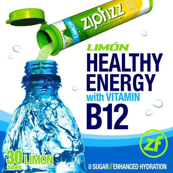 Zipfizz Healthy Energy Drink Mix, 30 Tubes Limon