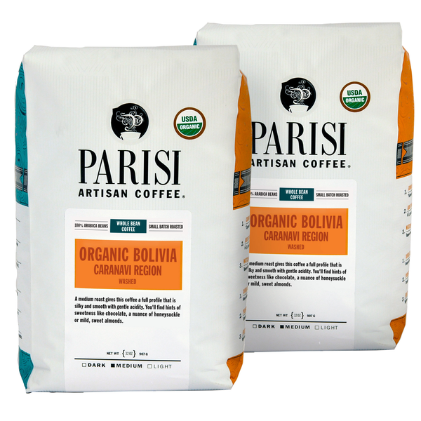 Parisi Artisan Coffee Bolivian Organic Blend Whole Bean 2 Lb, 2-Pack