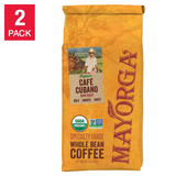 Mayorga Organic Coffee Cubano, USDA Organic, Dark Roast, Whole Bean Coffee, 2 Lbs, 2-Pack