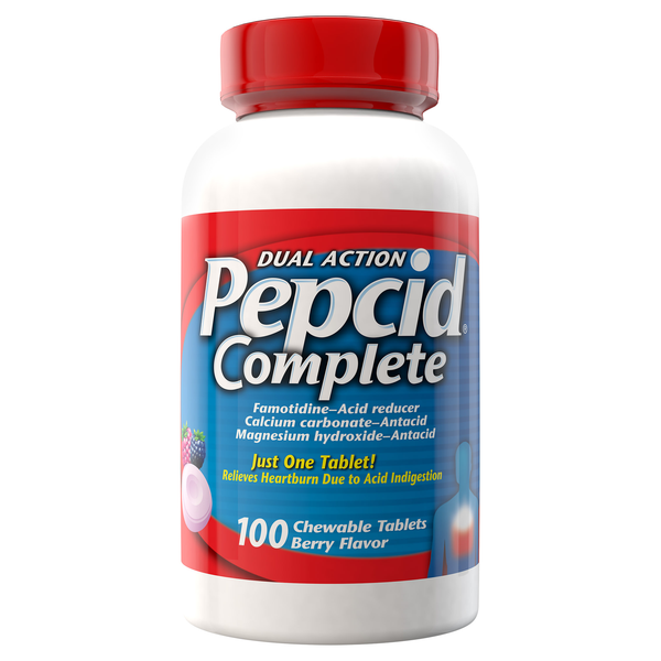 Dual Action Pepcid Complete Acid Reducer + Antacid, 100 Chewable Tablets