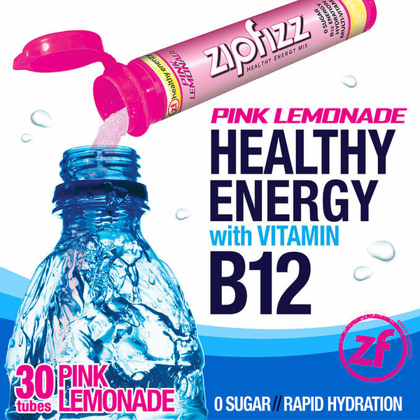 Zipfizz Healthy Energy Drink Mix, 30 Tubes Pink Lemonade