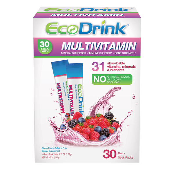 Ecodrink Complete Multivitamin Drink Mix, 30 Packets Berry flavor