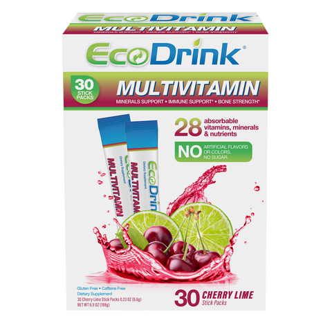 Ecodrink Complete Multivitamin Drink Mix, 30 Packets Cherry Lime flavor