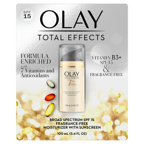 OLAY Total Effects 7-In-1 Moisturizer with Sunscreen SPF 15 Fragrance Free, 3.4 Fl Oz