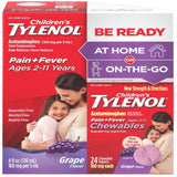 Tylenol Children'S Pack, Liquid (4 Fl. Oz) and Chewables (24 Ct), Pain + Fever Relief, Grape Flavor, 1 Ea (Pack of 2)