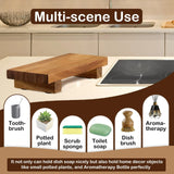 Acacia Wood Riser Soap Tray, Wood Pedestal Soap Dish for Kitchen Counter Sink Stand, Natural Acacia