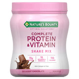 Nature's Bounty Optimal Solutions Protein Powder with 16 Vitamins & Minerals Plus Collagen & Fiber Chocolate, 1 Lb