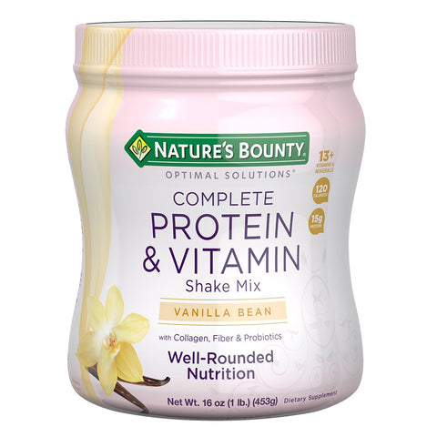 Nature'S Bounty Optimal Solutions Protein Powder with Collagen, Fiber Vanilla, 1 Lb