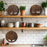3 Pcs Life Tree Wooden Trivets round Plates Pots Holder, Heat Resistant 8 Inch