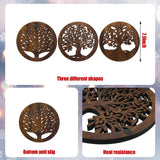 3 Pcs Life Tree Wooden Trivets round Plates Pots Holder, Heat Resistant 8 Inch