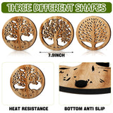 3 Pcs Life Tree Wooden Trivets round Plates Pots Holder, Heat Resistant 8 Inch