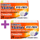 Pack of 2 Children's Motrin Ibuprofen Ages 2-11 Pain & Fever Relief Medicine, 24 Chewable Tablets Each