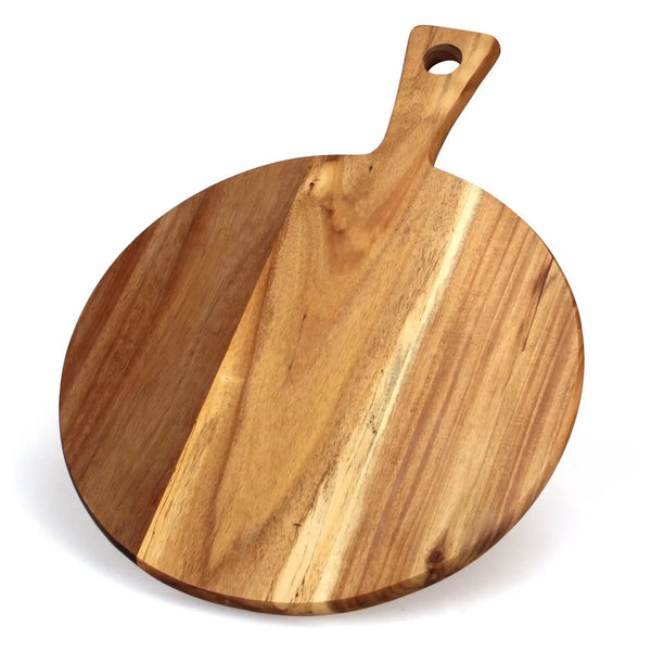 Acacia Wood Cutting Board with Handle Wooden Chopping Board round Paddle