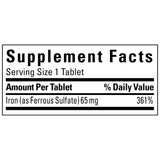 Nature Made Iron, 65 Mg, 365 Tablets 325 mg. Ferrous Sulfate Red Blood Cell Formation | Offer ToGo