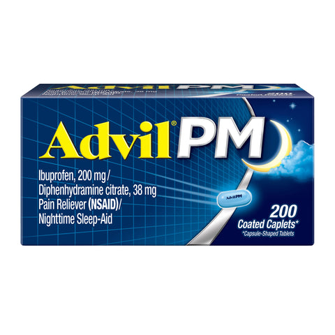 Advil PM, Pain Reliever / Nighttime Sleep Aid, 200 Caplets