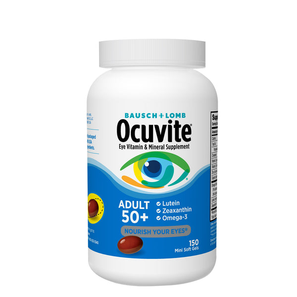 Bausch + Lomb Ocuvite® Adult 50+ Eye Vitamins and Mineral Supplements 150 Softgels | with Lutein, Zeaxanthin and Omega-3