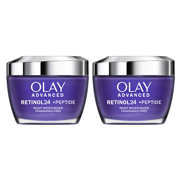 OLAY Retinol with Peptide 24 Advanced Night Face Moisturizer, 1.7 Oz, 2-Pack | Hydrating Hyaluronic Complex