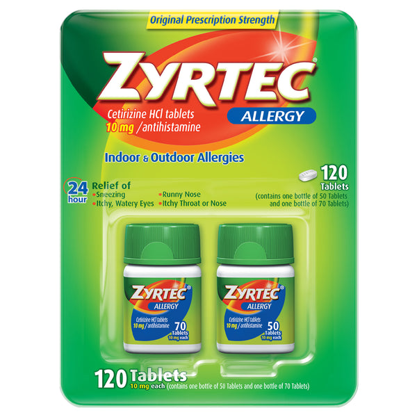 Zyrtec New 24 Hour Allergy Relief Antihistamine 10 Mg, 120 Tablets