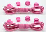 2 Pair No Tie Shoelaces Elastic Lock Shoe Laces Running Canvas Sneakers Trainer, Combination - Pink+Pink