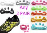 2 Pair No Tie Shoelaces Elastic Lock Shoe Laces Running Canvas Sneakers Trainer, Combination - Pink+Pink