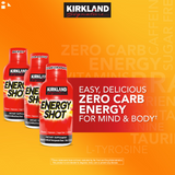 Kirkland Energy Shot Sugar Free, 48 Bottles With Amino Acids L-Tyrosine and Taurine & Vitamin B