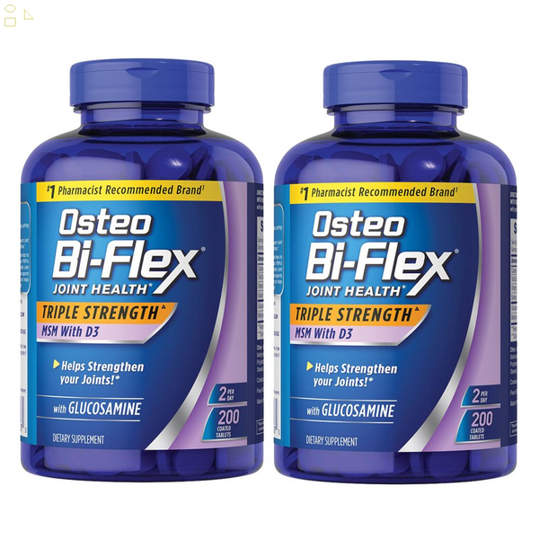 2 PACK | Osteo Bi-Flex 1,500Mg Glucosamine Hcl Tablets, 200 Ct.| With MSM & D3 