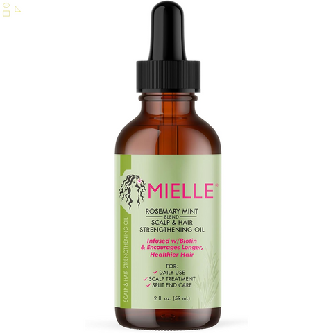 Mielle Organics Rosemary Mint Scalp & Hair Strengthening Oil with Biotin & Essential Oils, Nourishing Treatment for Split Ends and Dry Scalp for All Hair Types, 2-Fluid Ounces