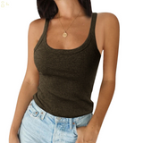 Women Casual Basic Vest Camisole Ribbed Cami Tank Tops Sleeveless T-Shirt Blouse