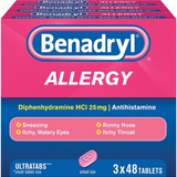 3 Pack Benadryl Ultra Tab Antihistamine Allergy Medicine Tablets. 48 Ct.