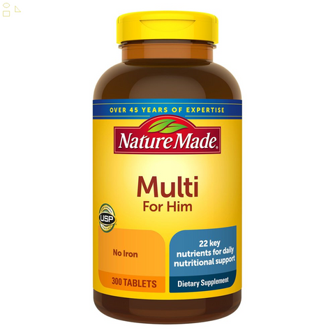 Nature Made Men Multivitamin for Him, 300 Tablets | Specially Formulated For Men with 22 key nutrients