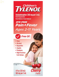 Children'S Tylenol for Ages 2-11 Dye-Free Cherry Flavor Suspension, 4 Ounces