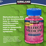 2 Pack Kirkland Diphenhydramine HCl 25mg Allergy Relief Medicine, 600 Mini tablets each | Compare to Benadryl Allergy Ultratab Active Ingredients