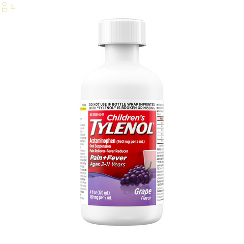 Children'S Tylenol Pain + Fever Relief Cold Medicine, Grape, 4 Fl. Oz