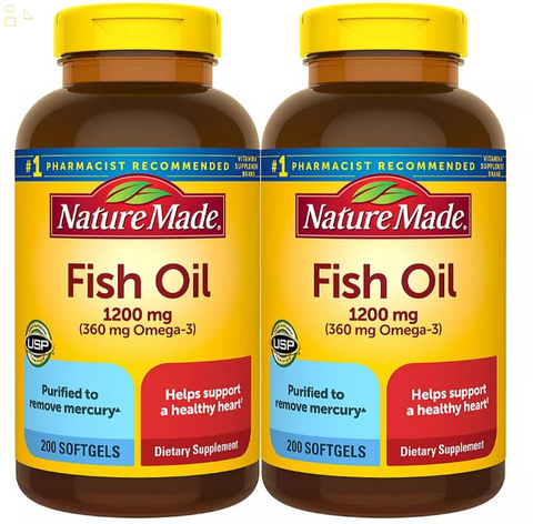 Nature Made Fish Oil 1200 Mg., 400 Softgels With EPA and DHA | 720 mg Omega-3 Per Serving | 200 Serving