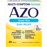AZO Yeast plus Dual Relief Homeopathic Tablets, Yeast and Vaginal Infection Symptom Relief, 60 Tablets | Itching, Burning, Odor and Discharge Relief