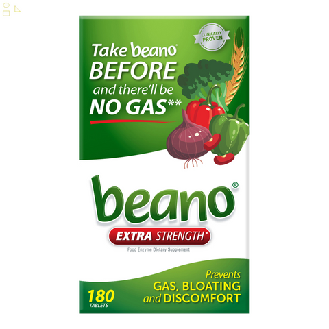 Beano Extra Strength Food Enzyme Dietary Supplement, 180 Tablets No Gas Or Bloating | Anti Gas 