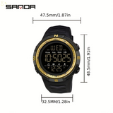 SANDA Men'S 1968.5Inch Waterproof Outdoor Sport Casual Military Wrist Watches, Led Light Stopwatch Alarm Clock Date Calendar Wristwatch, Birthday Christmas Gift