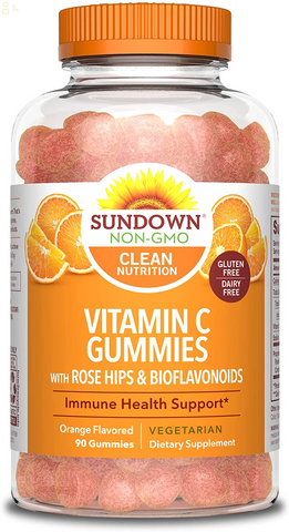 .Sundown Vitamin C Gummies with Rosehips and Citrus Bioflavonoids, Orange Flavored, 90 Count