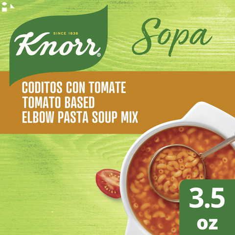 Pack of 2 Knorr Elbow Sopa/Pasta Soup Mix Tomato Based Pasta 3.5 Oz