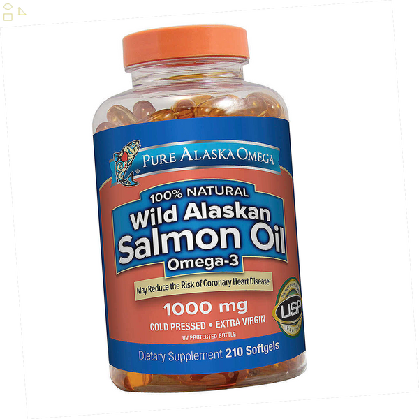 Pure Alaska Omega Wild Salmon Oil 1000 Mg., 210 Softgels Omega 3 DHA & EPA | Wild Caught Cold Pressed, Extra Virgin Extraction Process