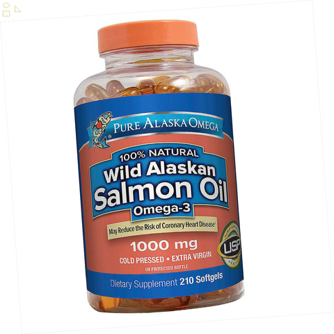 Pure Alaska Omega Wild Salmon Oil 1000 Mg., 210 Softgels Omega 3 DHA & EPA | Wild Caught Cold Pressed, Extra Virgin Extraction Process