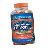Pure Alaska Omega Wild Salmon Oil 1000 Mg., 210 Softgels Omega 3 DHA & EPA | Wild Caught Cold Pressed, Extra Virgin Extraction Process