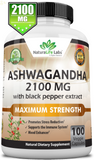 Organic Ashwagandha 2100Mg - 100 Vegan Capsules 100% Pure Organic | Promotes Relaxation & Reduce Stress 